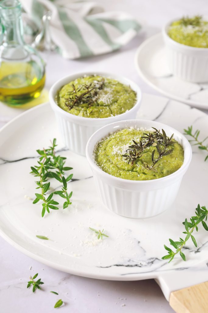 Broccoli flan with caprino cheese and Mutti double concentrated tomato paste