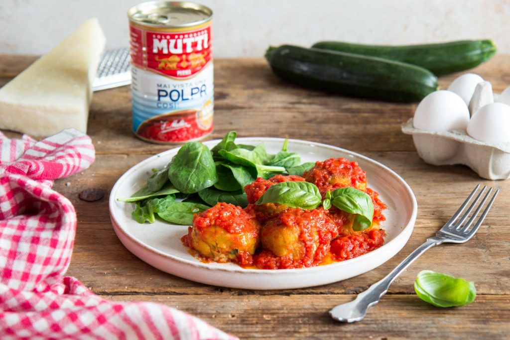 Zucchini Balls with Tomato Sauce