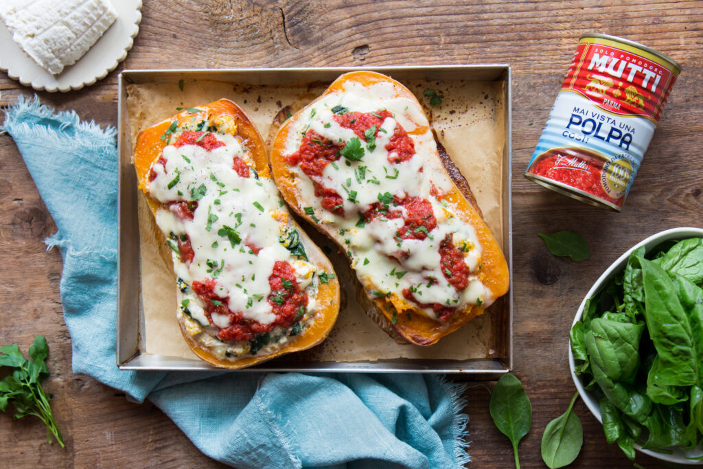 Stuffed Butternut squash with Tomato sauce