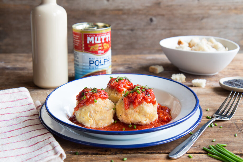 Canederli Bread Dumplings with Tomato Sauce