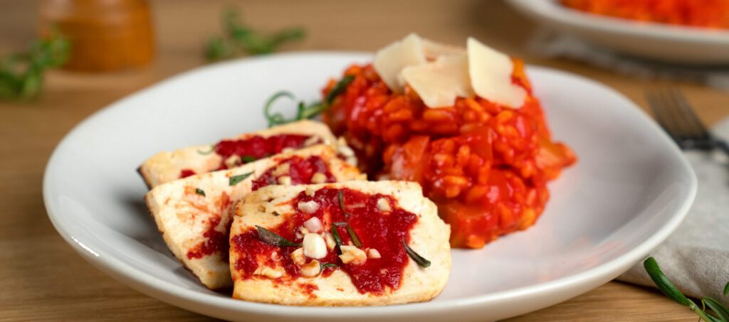 Risotto with tomato sauce