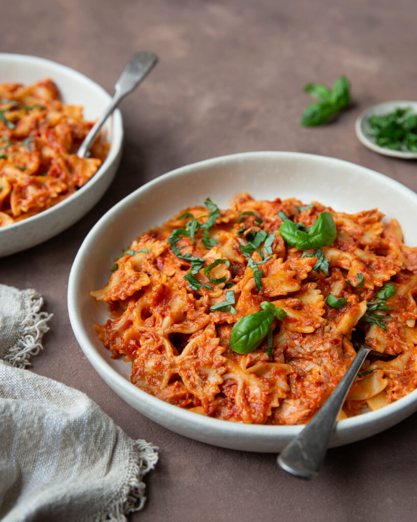Farfalle Pasta with Chili Pasta sauce and Tuna