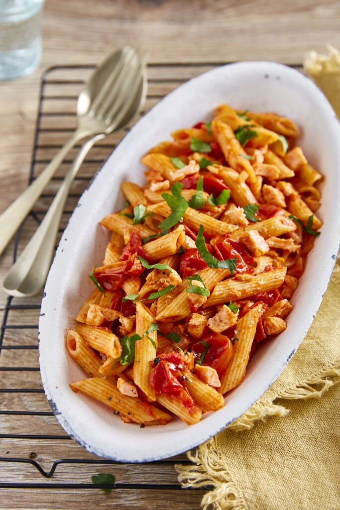 Penne with Salmon and Mutti Cherry Tomatoes