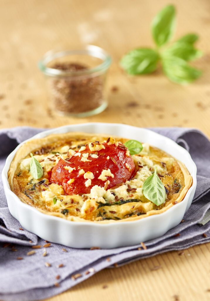 Feta and spinach quiche with Whole Peeled Tomatoes