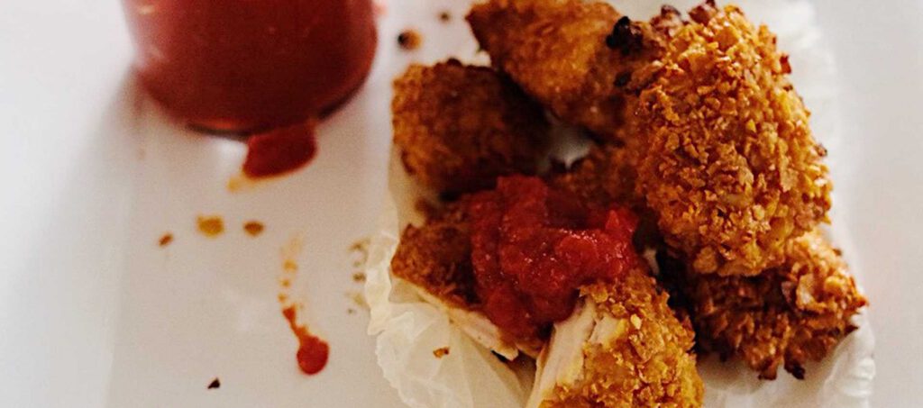 Honey Chicken Nuggets with Tomato Relish