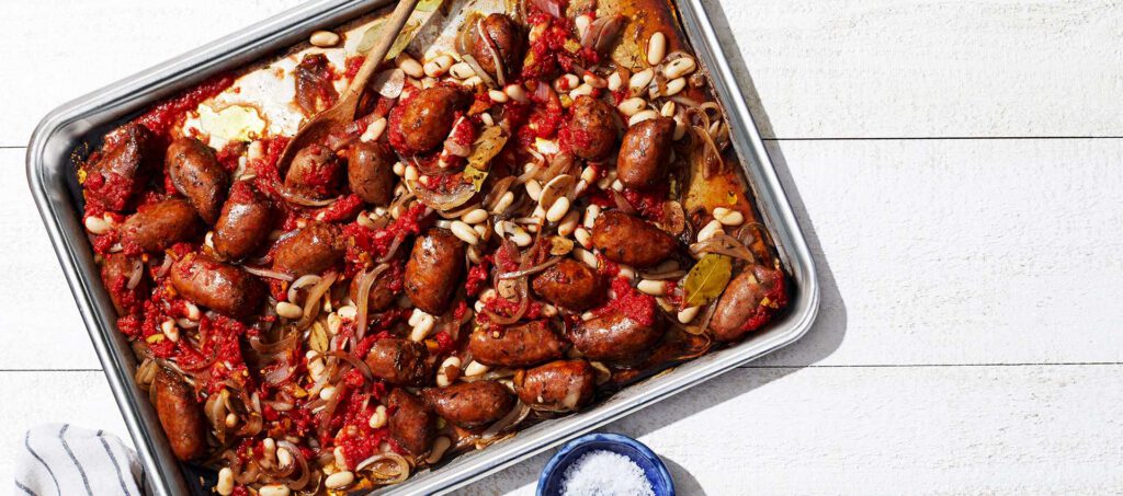 Sausage with White Beans, Tomatoes, Onions