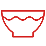 Red outline icon of a bowl representing rich tomato texture
