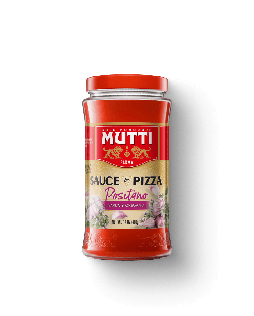 Mutti Sauce for Pizza Positano in a glass jar