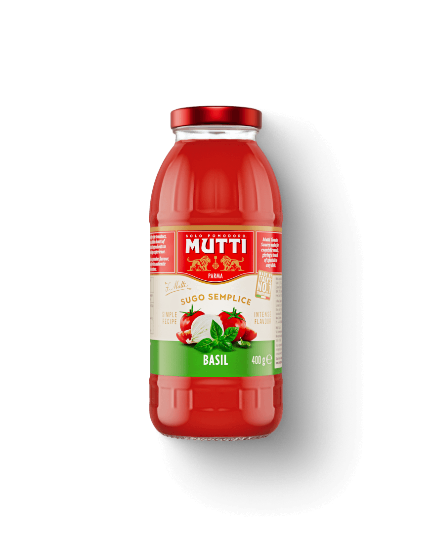 Mutti Sugo Semplice with Basil in a 300g glass bottle