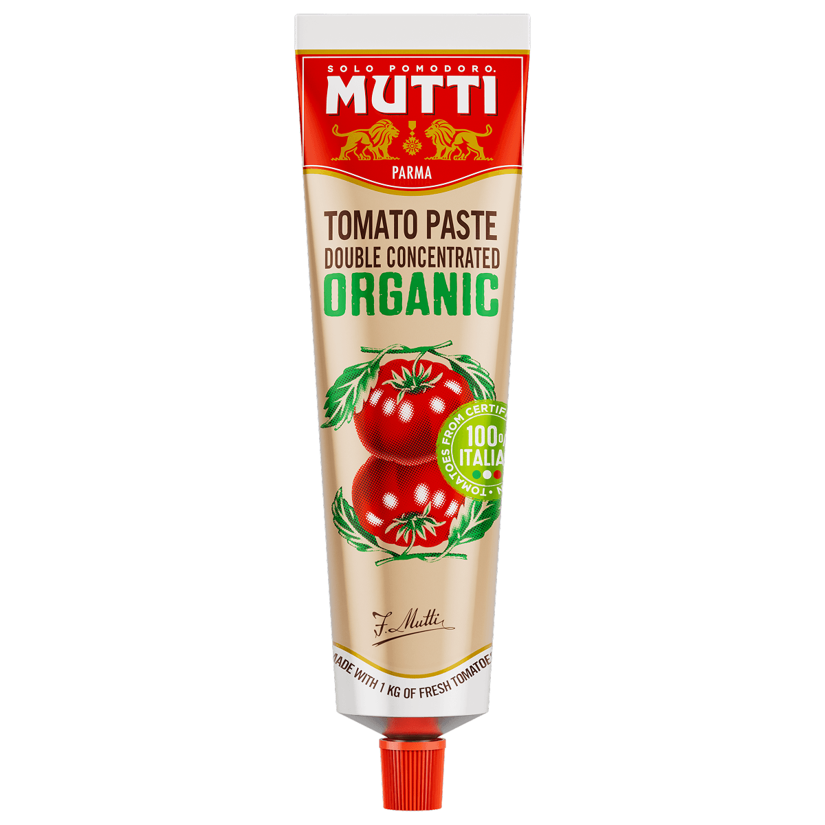 Mutti Organic Double Concentrated Tomato Paste in a 185g tube