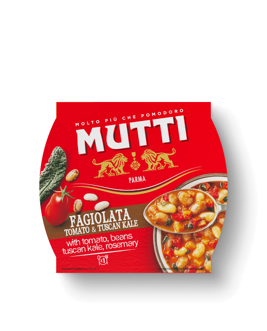 Mutti Fagiolata Soup with Tomato & Tuscan Kale in a sealed pack