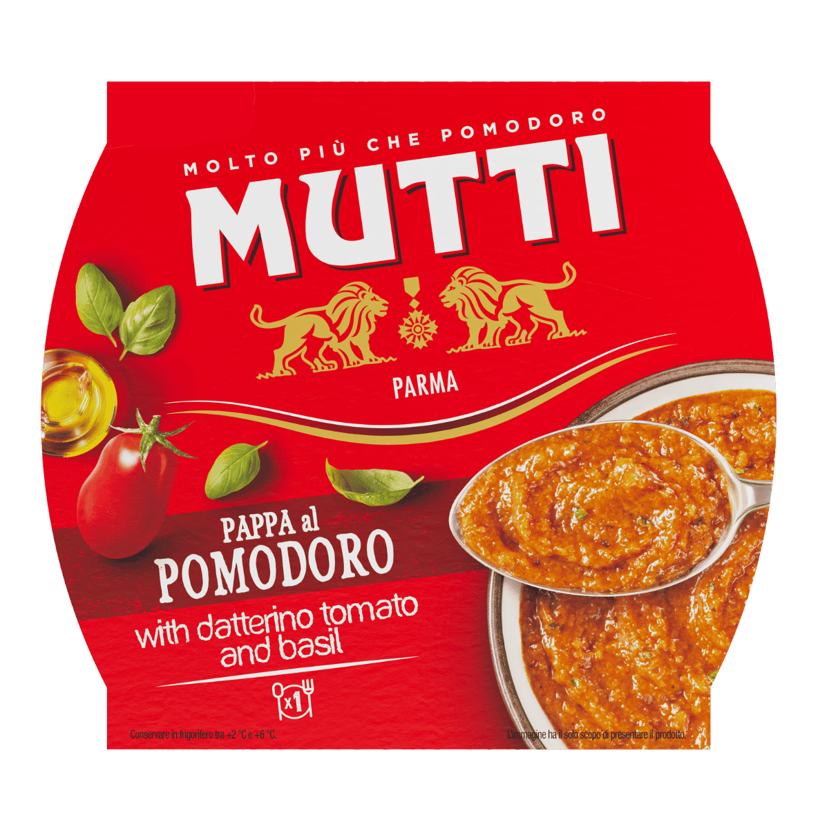Mutti Pappa al Pomodoro Soup in a plastic cup