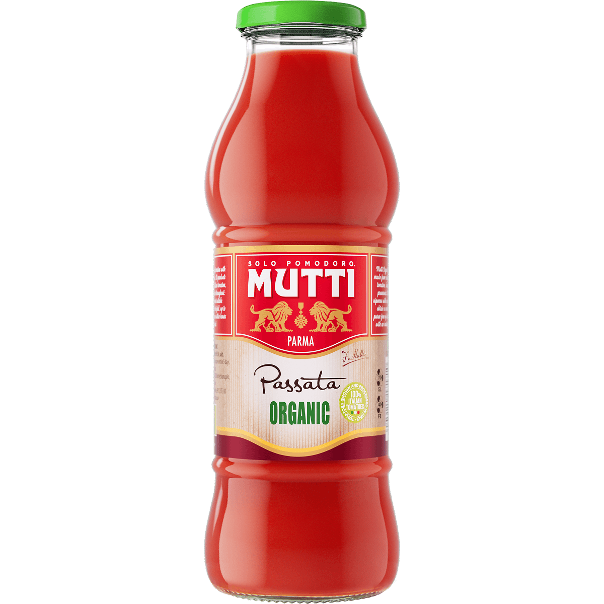 Mutti Organic Passata in a 560g glass bottle