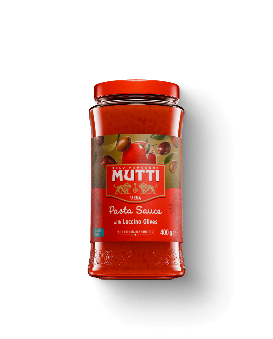 Mutti Pasta Sauce with Leccino Olives in a 400g glass jar