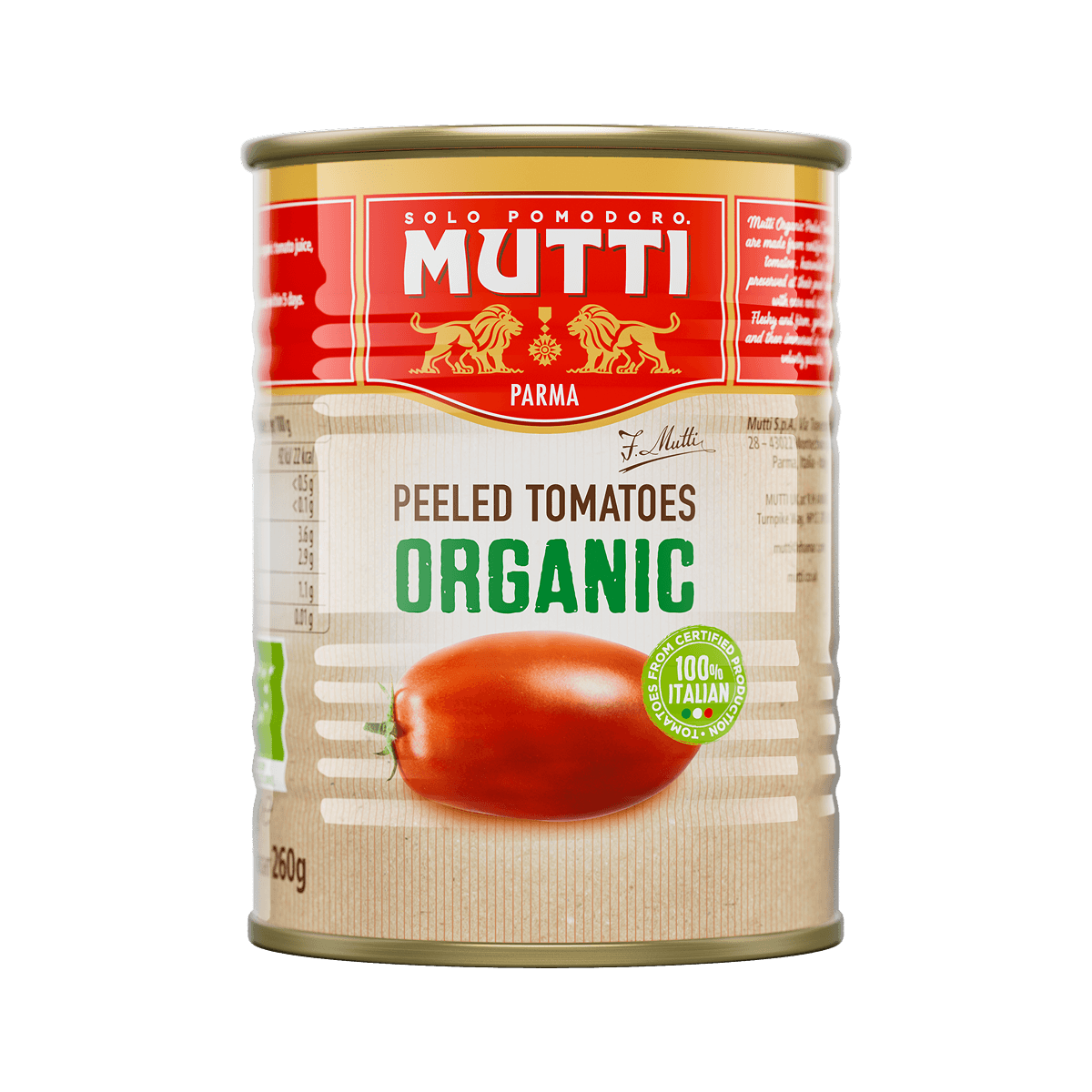 Mutti Organic Peeled Tomatoes in a can