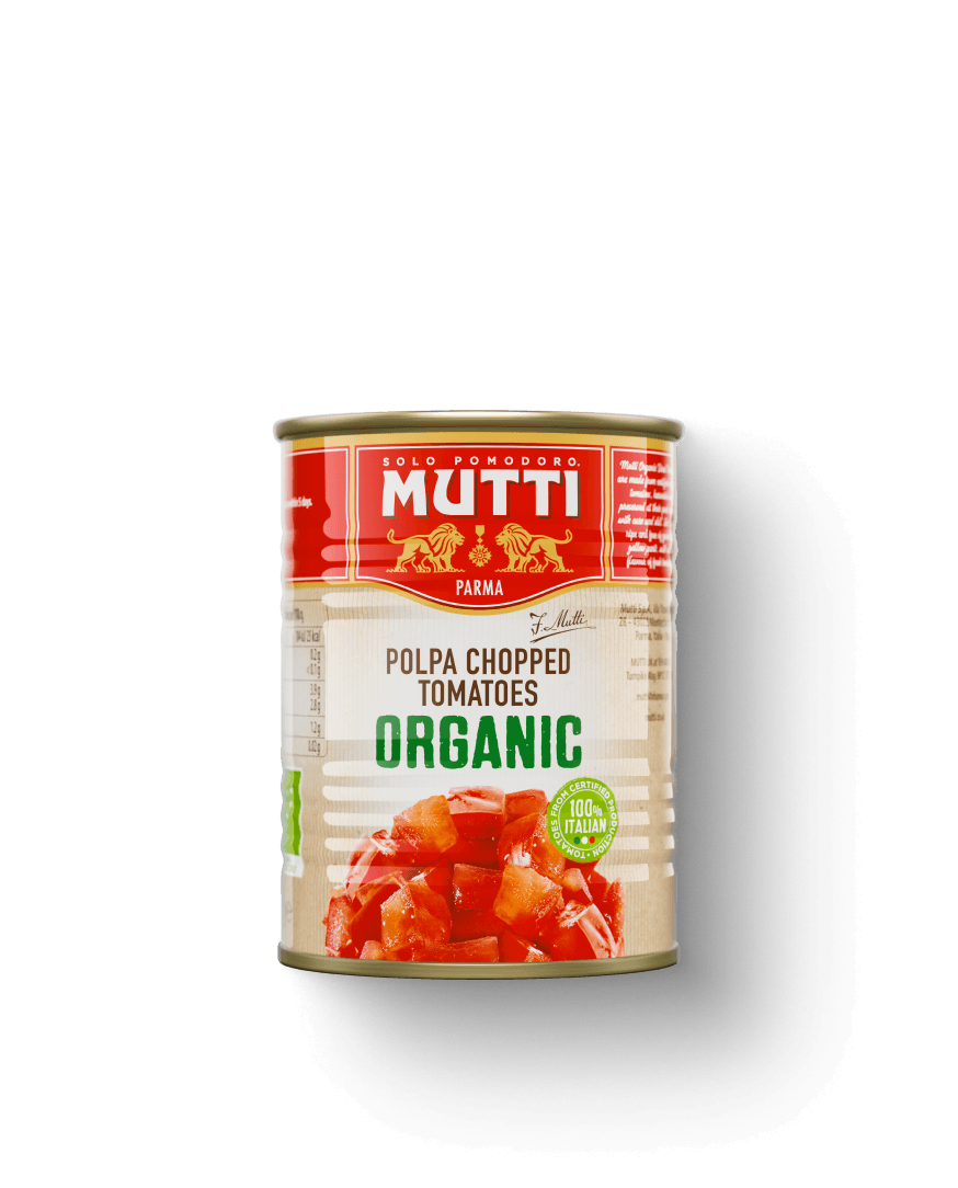Mutti Organic Polpa chopped tomatoes in a can
