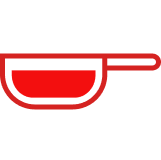 Red icon of a pan representing Mutti Polpa's vibrant red colour