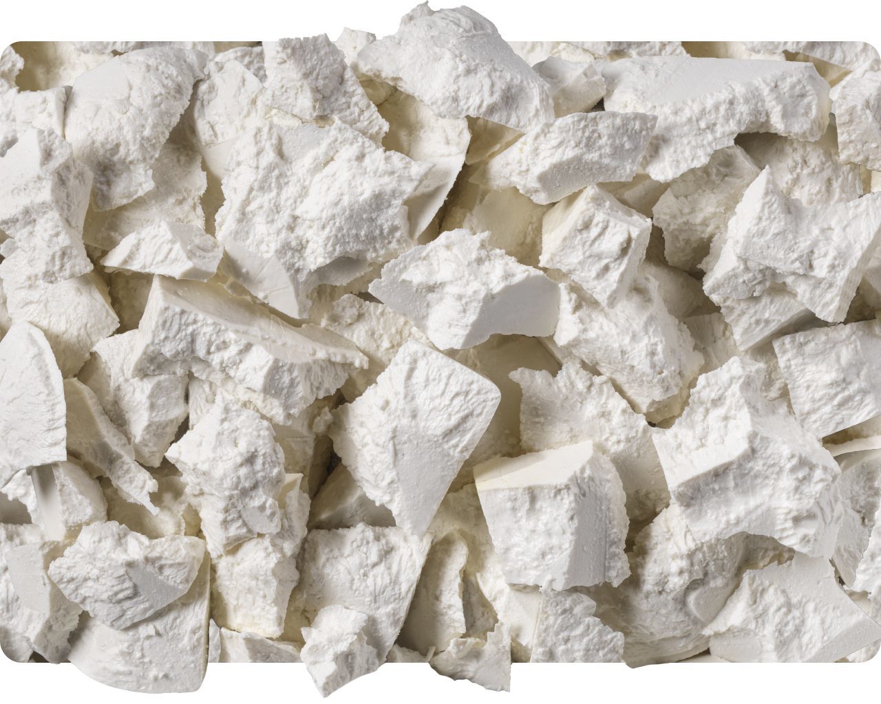Crumbled white ricotta cheese close-up