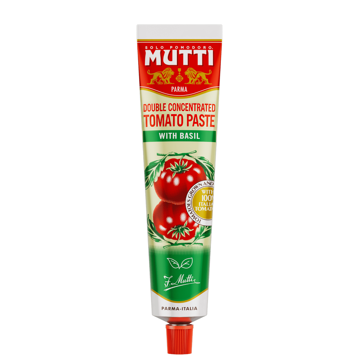 Mutti Double Concentrated Tomato Paste with basil in a tube